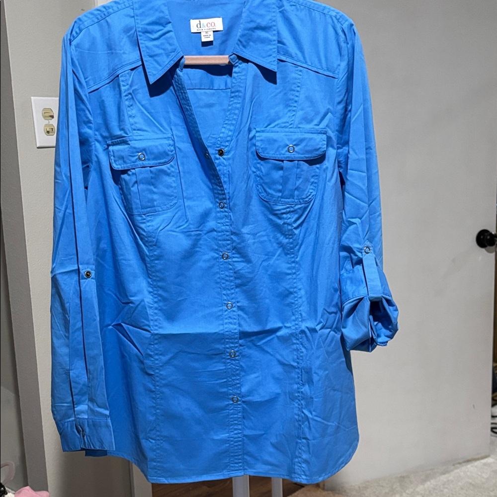 ✅Women's Blue Button Down Shirt